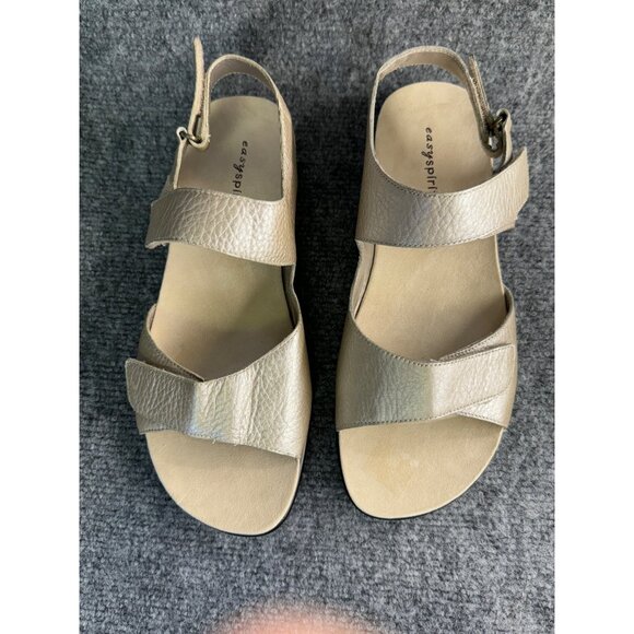 Easy Spirit Sandals Women's 8.5M Gold Leather Sandals Adjustable Ankle Straps - Picture 8 of 13